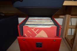 RED BOX CONTAINING 103 SINGLES - 1950S, 1960S, 1970S, 1980S
