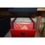 RED BOX CONTAINING 103 SINGLES - 1950S, 1960S, 1970S, 1980S