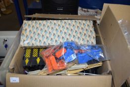 BOX OF MIXED SCALEXTRIC TRACK AND OTHER ACCESSORIES