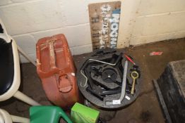 JERRY CAN, CAR JACK AND OTHER ITEMS