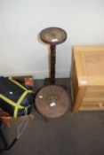 OAK PLANT STAND TOGETHER WITH A SMALL INDIAN HARDWOOD TABLE (2)