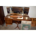 RETRO MID-CENTURY TWIN PEDESTAL DRESSING TABLE WITH TRIPLE MIRRORED BACK TOGETHER WITH