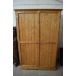 PINE DOUBLE DOOR WARDROBE, 117CM WIDE