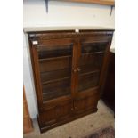 MODERN DARK ELM BOOKCASE CABINET, POSSIBLY ERCOL, 101CM WIDE