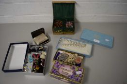 MIXED LOT, VARIOUS ASSORTED COSTUME JEWELLERY, PEARL NECKLACES, EARRINGS ETC