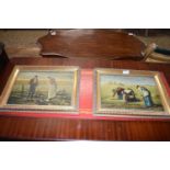 JEAN FRANCOIS MILLET, 2 COLOURED PRINTS GILT FRAMED