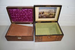 2 19TH CENTURY HARDWOOD JEWELLERY BOXES