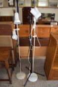 2 FLOOR STANDING LIGHTS AND A MICROPHONE STAND (3)