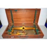 LARGE CASED SET OF BEAM SCALES MARKED COUNTY PALATINE OF CHESTER TO WEIGH 56LB AND FURTHER
