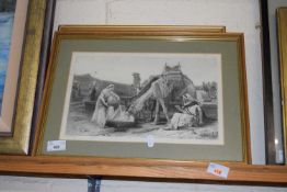 TWO BLACK AND WHITE ENGRAVINGS - ARABIAN SCENES WITH CAMELS