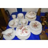 QUANTITY ROYAL STAFFORDSHIRE CHELSEA ROSE DINNER AND TEAWARE BY CLARICE CLIFF