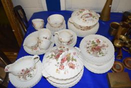 QUANTITY ROYAL STAFFORDSHIRE CHELSEA ROSE DINNER AND TEAWARE BY CLARICE CLIFF
