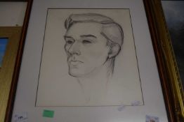 British, contemporary, male portrait study, pencil, Inscribed on verso "Portrait of Julian-Aged 17",