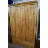 MODERN PINE DOUBLE DOOR WARDROBE WITH DRAWER BASE, 120CM WIDE