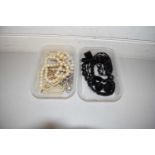 2 BOXES VARIOUS SIMULATED PEARL NECKLACES AND OTHER ITEMS