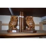 A PAIR OF OWL FORMED WOODEN BOOKENDS