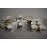 QUANTITY OF ROYAL WORCESTER FLORAL DECORATED TEA WARES TOGETHER WITH A QUANTITY OF QUEEN ANNE TEA