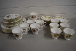QUANTITY OF ROYAL WORCESTER FLORAL DECORATED TEA WARES TOGETHER WITH A QUANTITY OF QUEEN ANNE TEA