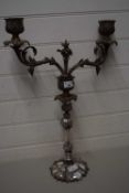 LARGE VICTORIAN SILVER PLATED TWO BRANCH CANDELABRA, 55CM HIGH