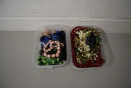 2 BOXES OF VARIOUS COSTUME JEWELLERY NECKLACES