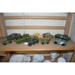 A COLLECTION OF DYE CAST AND OTHER TOY MILITARY VEHICLES TO INCLUDE DINKY