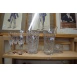 MIXED LOT: MODERN LEAD CRYSTAL DRINKING GLASSES AND FURTHER VASES