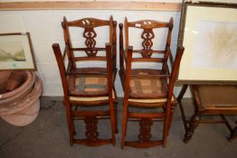 SET OF 4 LATE 19TH OR EARLY 20TH CENTURY SIDE CHAIRS WITH FLORAL INLAID BACKS