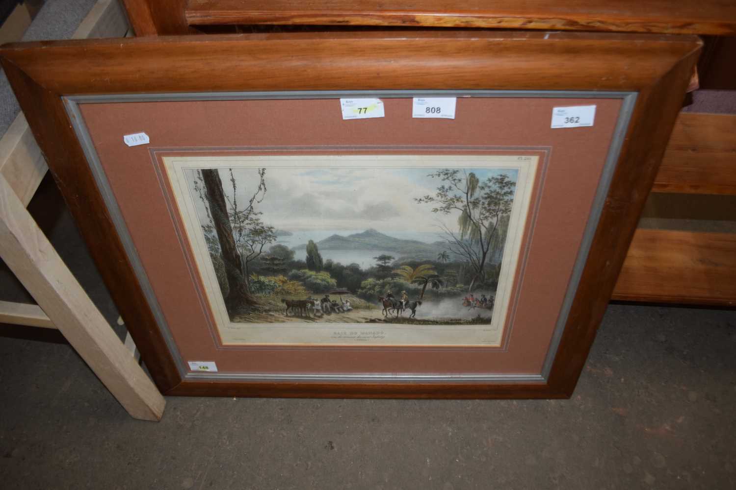 COLOURED ENGRAVING, BAIE DE MANADO, FRAMED AND GLAZED