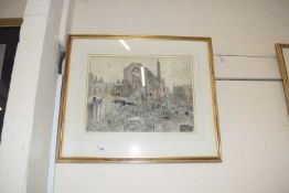 20TH CENTURY SCHOOL, STUDY OF RUINS, WATERCOLOUR, INDISTINCTLY SIGNED, FRAMED AND GLAZED