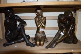 MIXED LOT: 3 BRONZED RESIN FIGURES