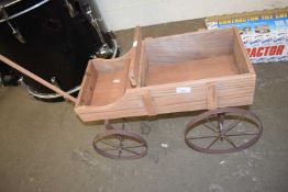 SMALL WOOD AND METAL HAND CART