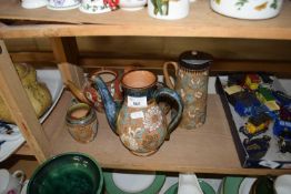 COLLECTION OF DOULTON AND SLATERS POTTERY ITEMS TO INCLUDE TEAPOT, COFFEE POT, LIDDED JUG ETC