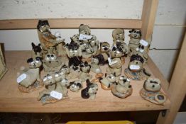 COLLECTION VARIOUS MODERN CLAY POTTERY ANIMAL ORNAMENTS AND FIGURES