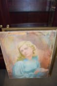 20TH CENTURY STUDY OF A BLONDE HAIRED YOUNG LADY, PASTEL, FRAMED AND GLAZED
