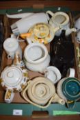 BOX OF VARIOUS ASSORTED TEAPOTS TO INCLUDE DENBY