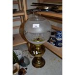 BRASS BASED OIL LAMP WITH FROSTED GLASS SHADE