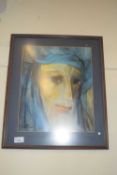 AN ABSTRACT FIGURATIVE PRINT FRAMED AND GLAZED