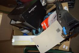 1 BOX MIXED ITEMS TO INCLUDE ROLLERBLADES, TORCHES ETC