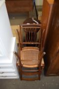 TWO WICKER SEATED SIDE CHAIRS