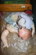 VINTAGE ARMARD MARSEILLES DOLL THE HEAD STAMPED A.M 518/31/2K, REQUIRING SOME REPAIR, TOGETHER