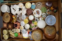 ONE BOX VARIOUS MIXED WARES TO INCLUDE RANGE OF EGG CUPS, TRINKET BOXES ETC