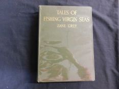 ZANE GREY: TALES OF FISHING VIRGIN SEAS: London, Hodder & Stouton, 1925, 1st edition, some water