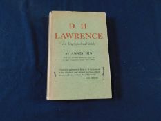 ANAIS NIN: D H LAWRENCE, AN UNPROFESSIONAL STUDY, Paris, Edward W Titus, 1932, (550) (500)