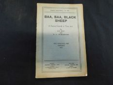 IAN HAY & P G WODEHOUSE: BAA BAA BLACK SHEEP, A FARCICAL COMEDY IN THREE ACTS, London, Samuel
