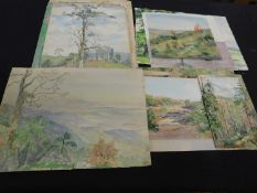 Folder: assorted watercolours, drawings etc
