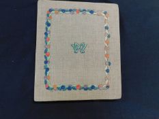 EMBROIDERY: circa 1900 volume of 10 handmade embroidery samples, label attached to first sample,