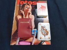 Box: 8 packs of saucy playing cards plus copy of fotosex pub top sellers, nd (6)