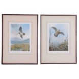 After John Cyril Harrison, A pair of prints featuring a woodcock and snipe breaking cover, framed
