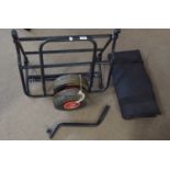 Trolly for transporting fishing equipment with a steel frame, sturdy wheels and a strong sturdy