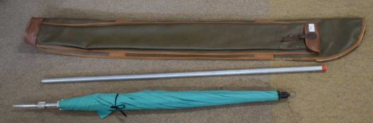 Fishing rod bag with rod rests and an umbrella etc